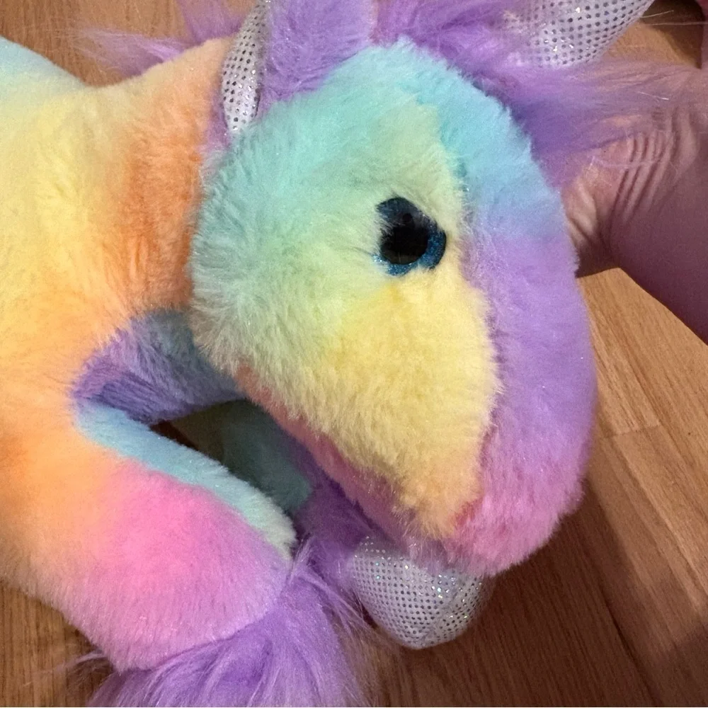 Hershey Park Rainbow Plush Unicorn Toy Stuffed Animal Purple Yellow Blue